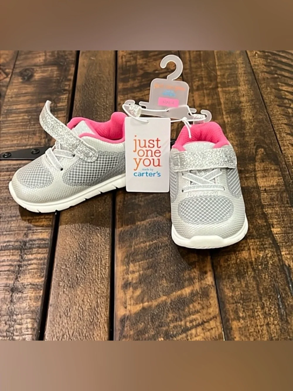 Carters girls silver glitter shoes size 4
